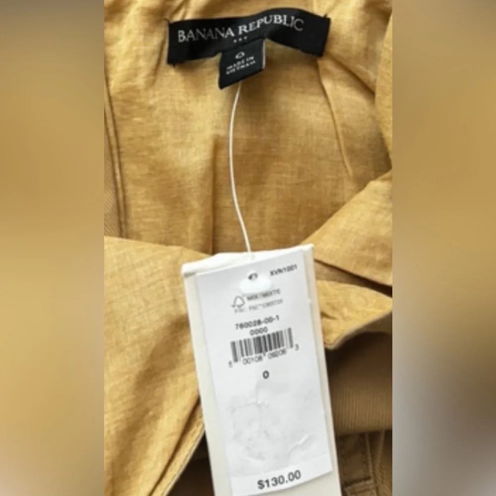 Banana Republic Gold Button-Front Midi Dress - Picture 3 of 3